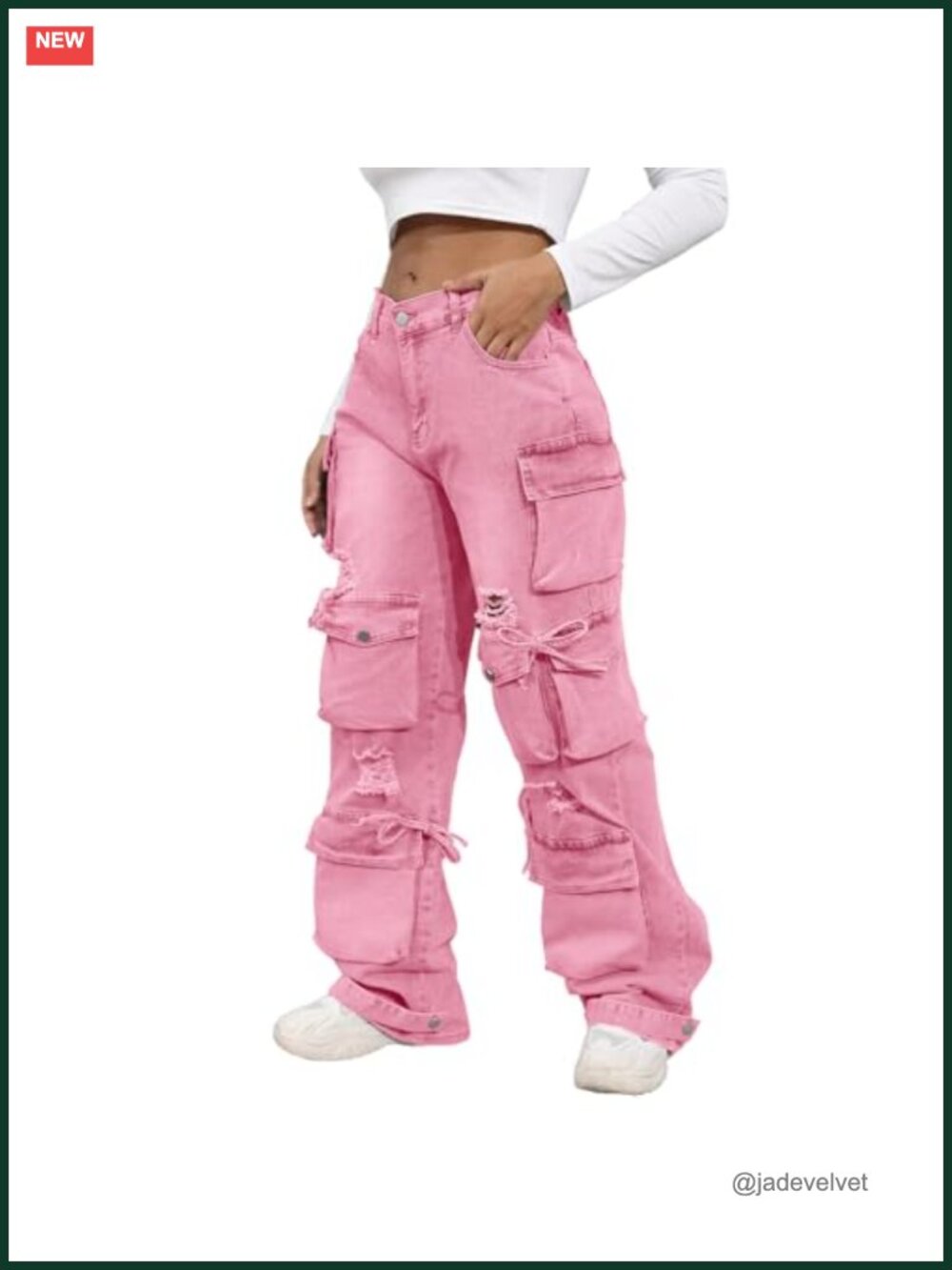High Waist Baggy Cargo Jeans with Flap Pockets Stretchy Denim Y2K